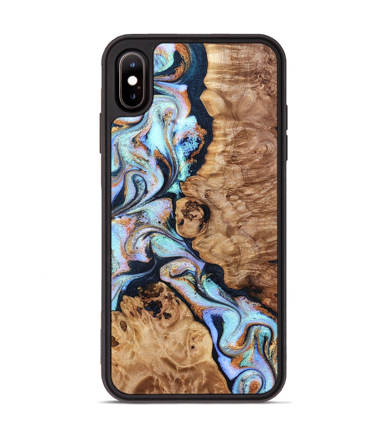 iPhone Xs Max Wood Phone Case - Lane (Teal & Gold, 832738)