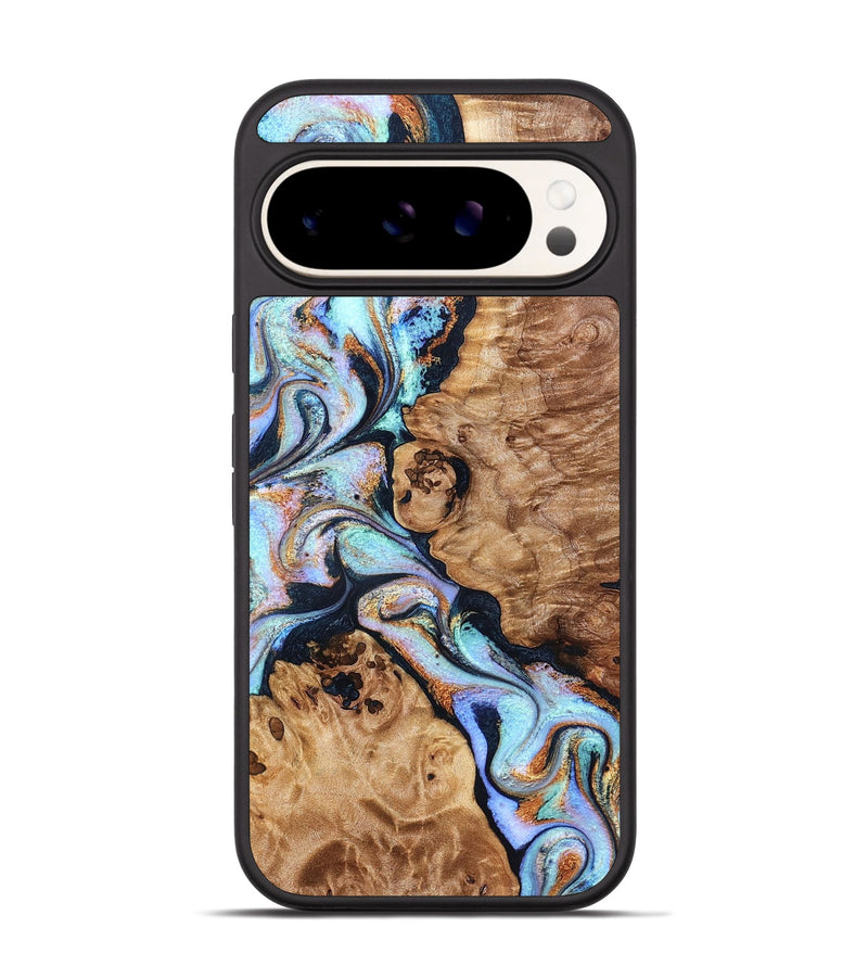 Pixel 9 Pro Wood Phone Case - Lane (Teal & Gold, 832738)