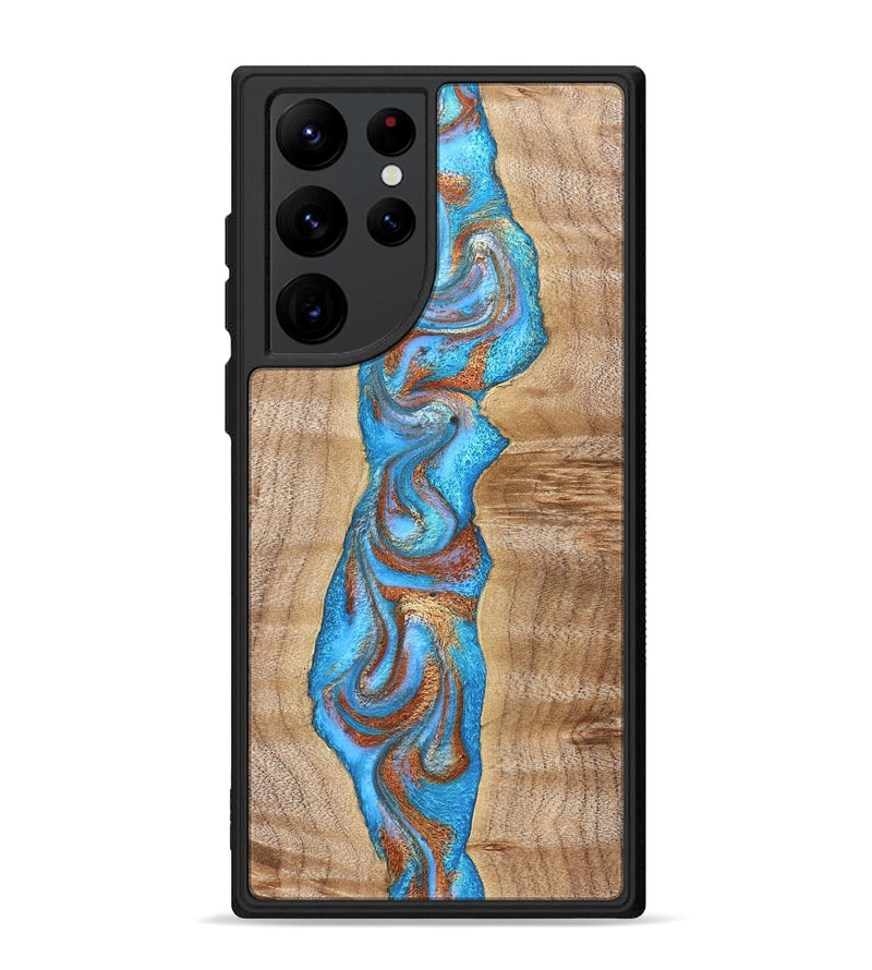 Galaxy S22 Ultra Wood Phone Case - Zoya (Teal & Gold, 832739)