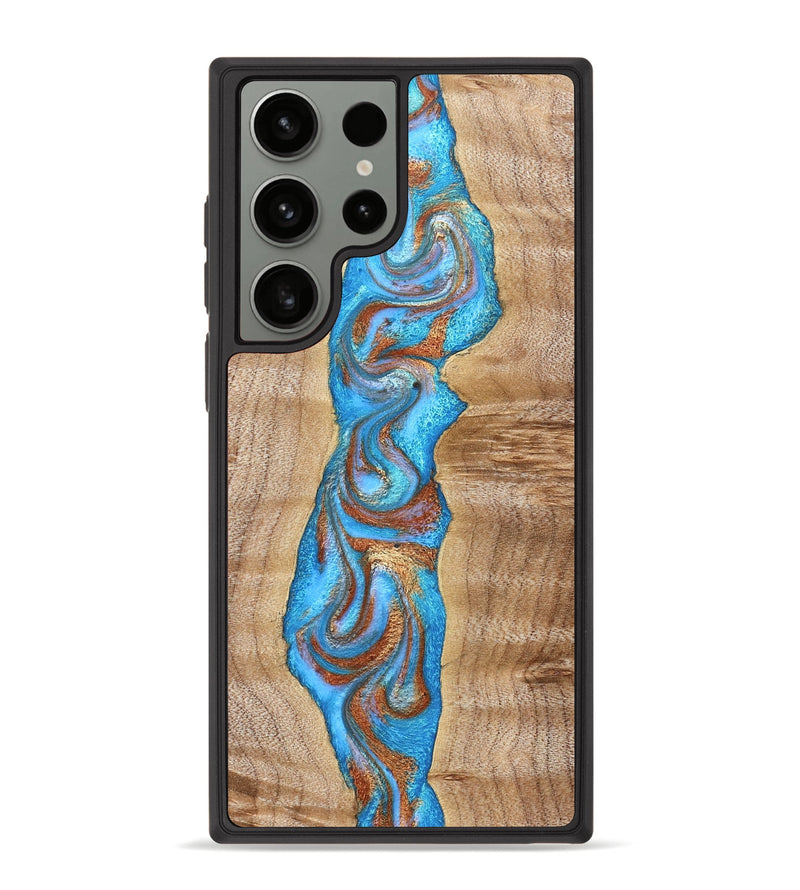 Galaxy S23 Ultra Wood Phone Case - Zoya (Teal & Gold, 832739)