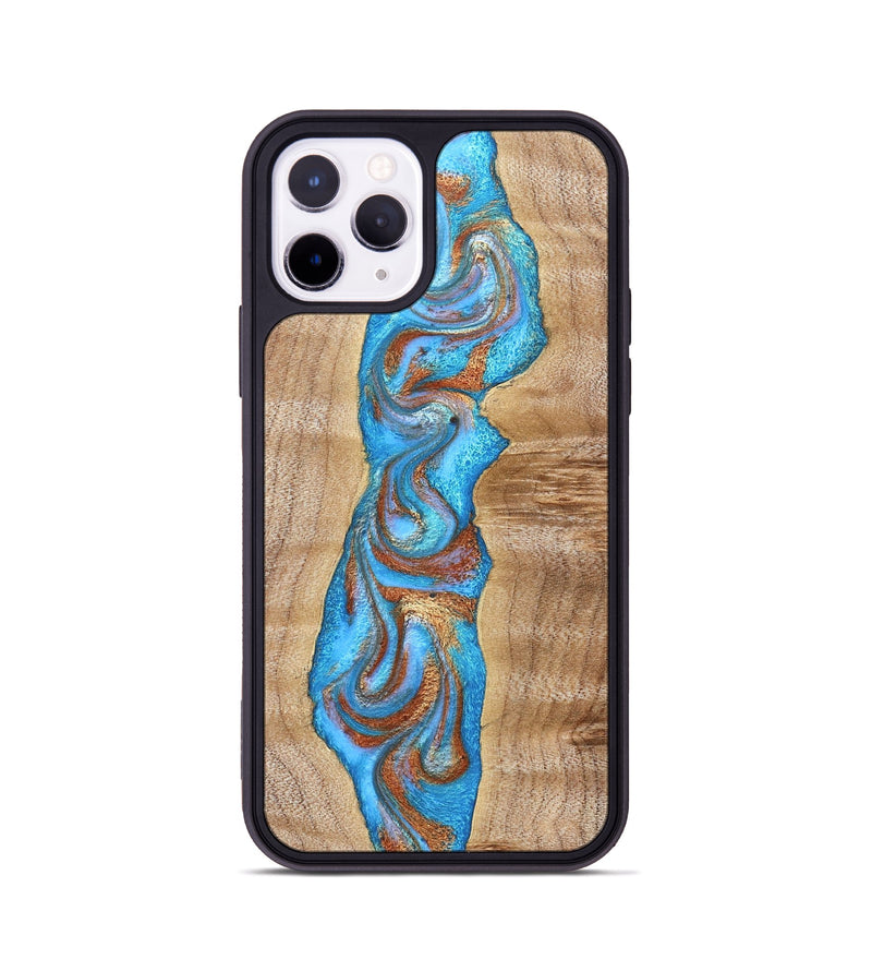 iPhone 11 Pro Wood Phone Case - Zoya (Teal & Gold, 832739)