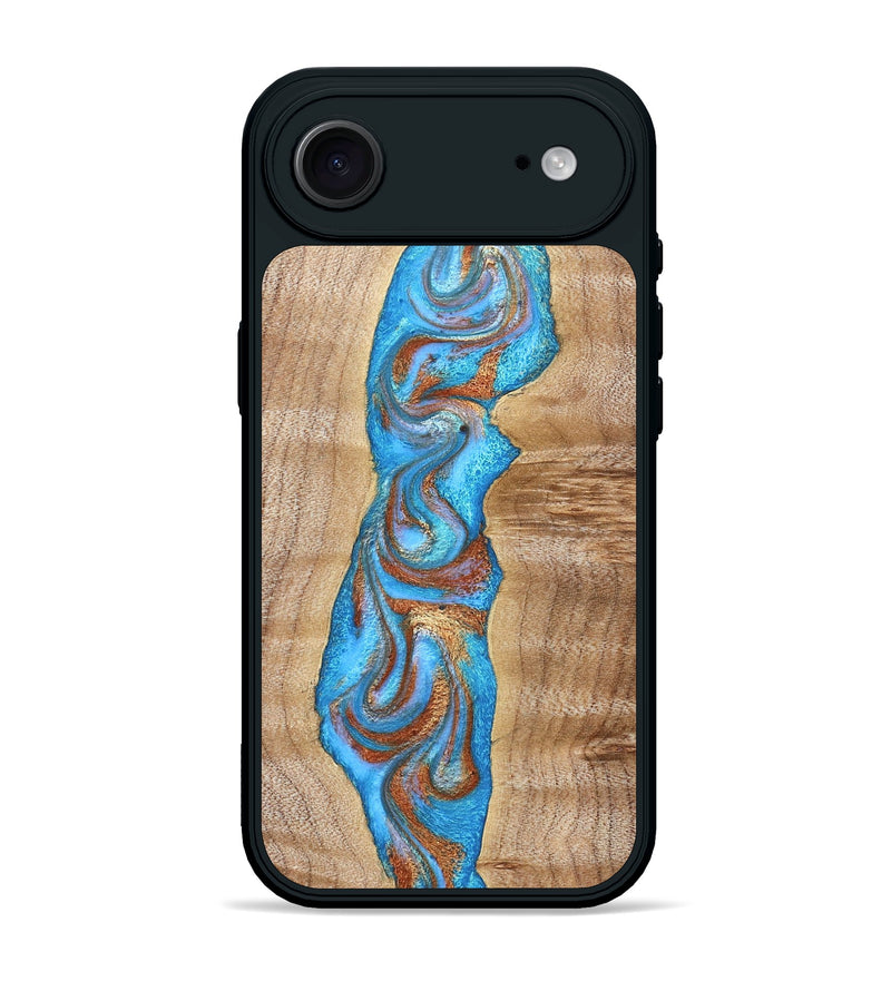iPhone 17 Air Wood Phone Case - Zoya (Teal & Gold, 832739)