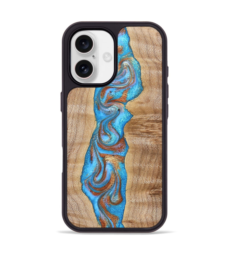 iPhone 17 Wood Phone Case - Zoya (Teal & Gold, 832739)