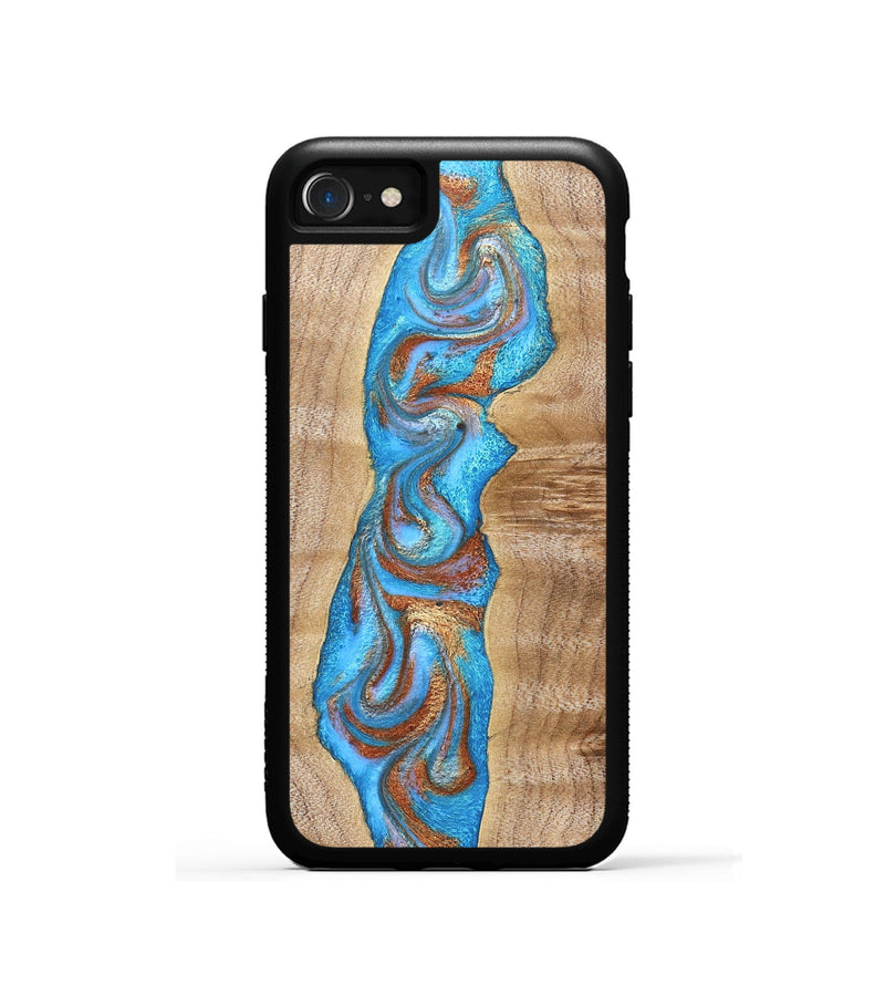 iPhone SE Wood Phone Case - Zoya (Teal & Gold, 832739)