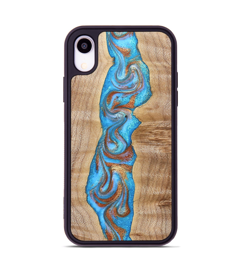 iPhone Xr Wood Phone Case - Zoya (Teal & Gold, 832739)
