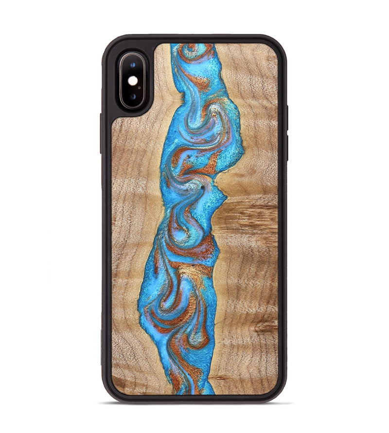 iPhone Xs Max Wood Phone Case - Zoya (Teal & Gold, 832739)