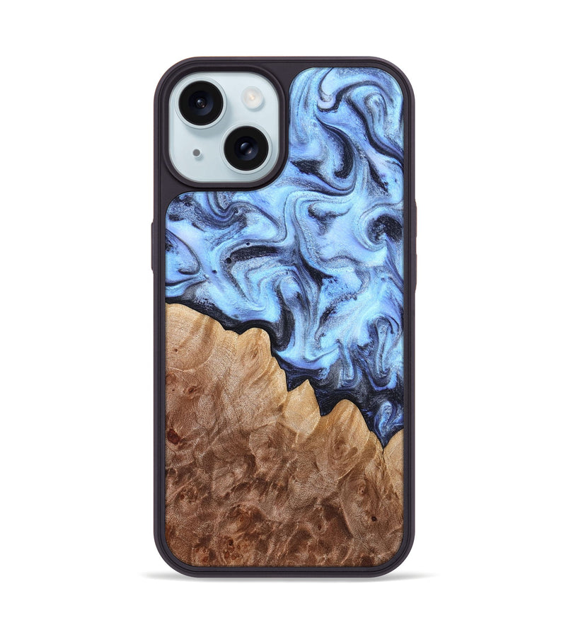 iPhone 15 Wood Phone Case - Inga (Blue, 832760)