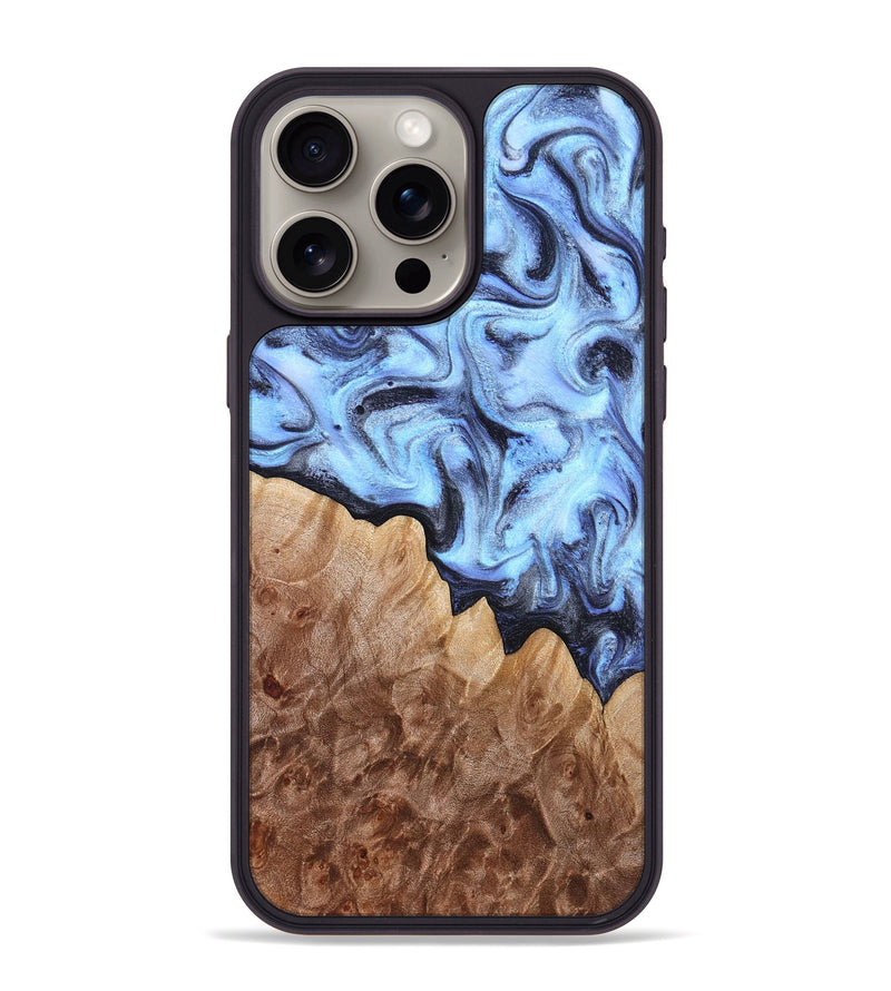 iPhone 15 Pro Max Wood Phone Case - Inga (Blue, 832760)