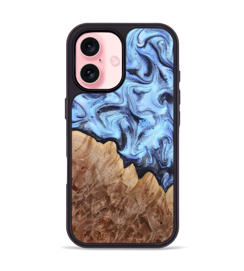 iPhone 16 Wood Phone Case - Inga (Blue, 832760)