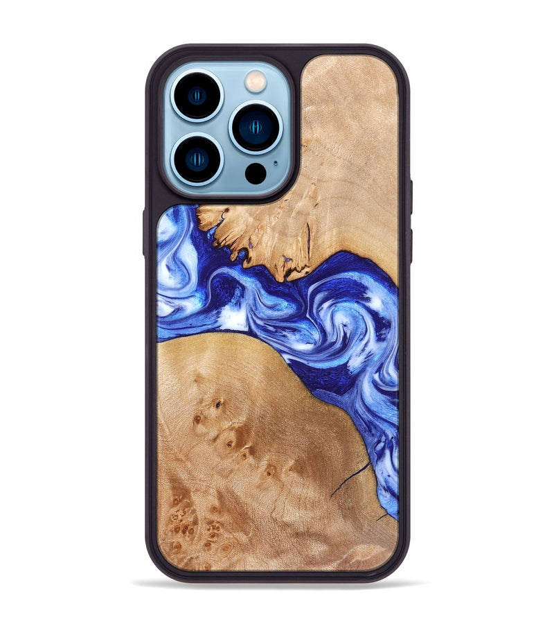 iPhone 14 Pro Max Wood Phone Case - Lourdes (Blue, 832761)