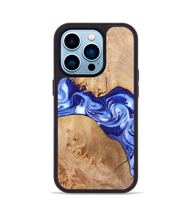 iPhone 14 Pro Wood Phone Case - Lourdes (Blue, 832761)