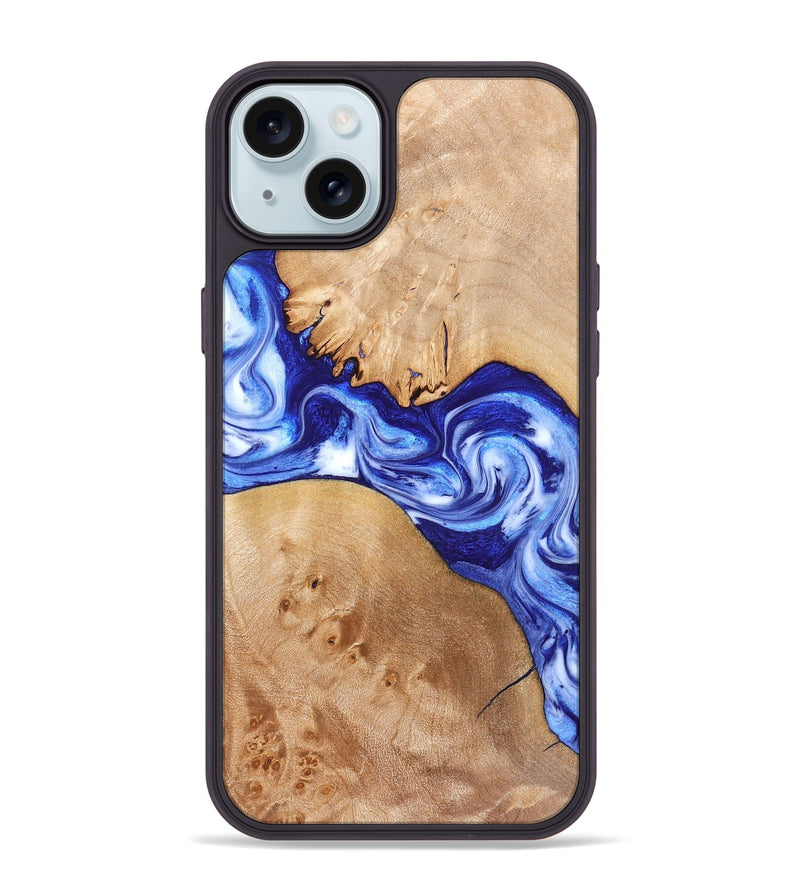 iPhone 15 Plus Wood Phone Case - Lourdes (Blue, 832761)