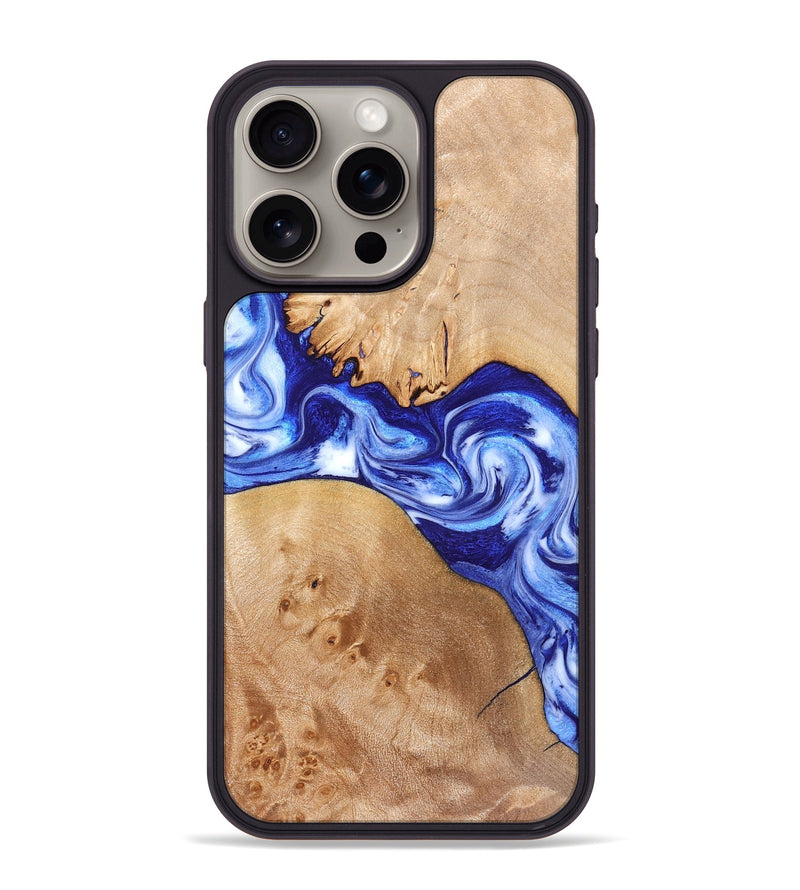iPhone 15 Pro Max Wood Phone Case - Lourdes (Blue, 832761)