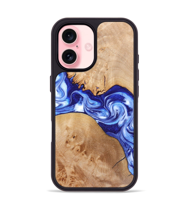 iPhone 16 Wood Phone Case - Lourdes (Blue, 832761)