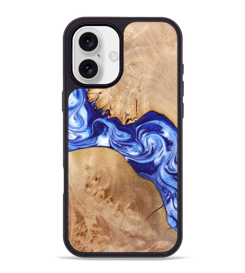 iPhone 16 Plus Wood Phone Case - Lourdes (Blue, 832761)