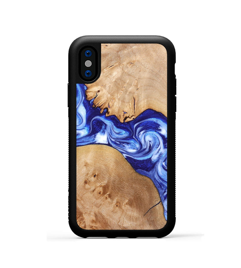 iPhone Xs Wood Phone Case - Lourdes (Blue, 832761)