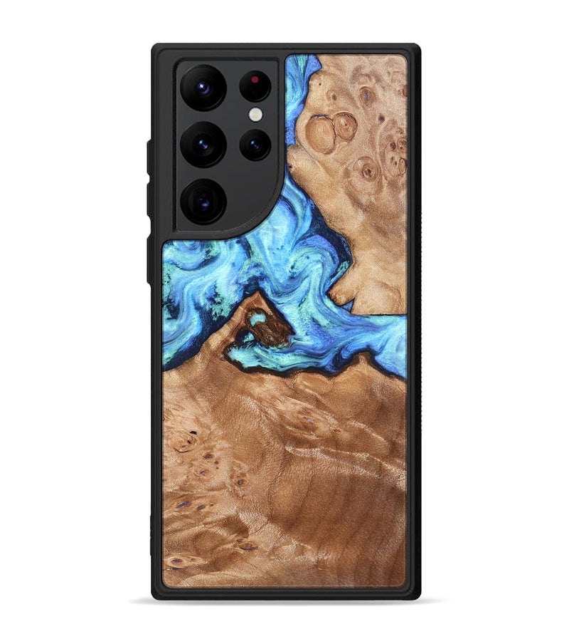 Galaxy S22 Ultra Wood Phone Case - Dino (Blue, 832762)