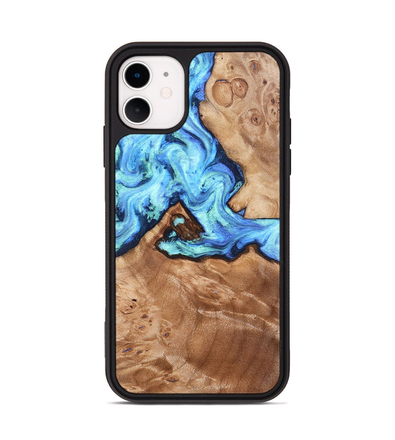 iPhone 11 Wood Phone Case - Dino (Blue, 832762)