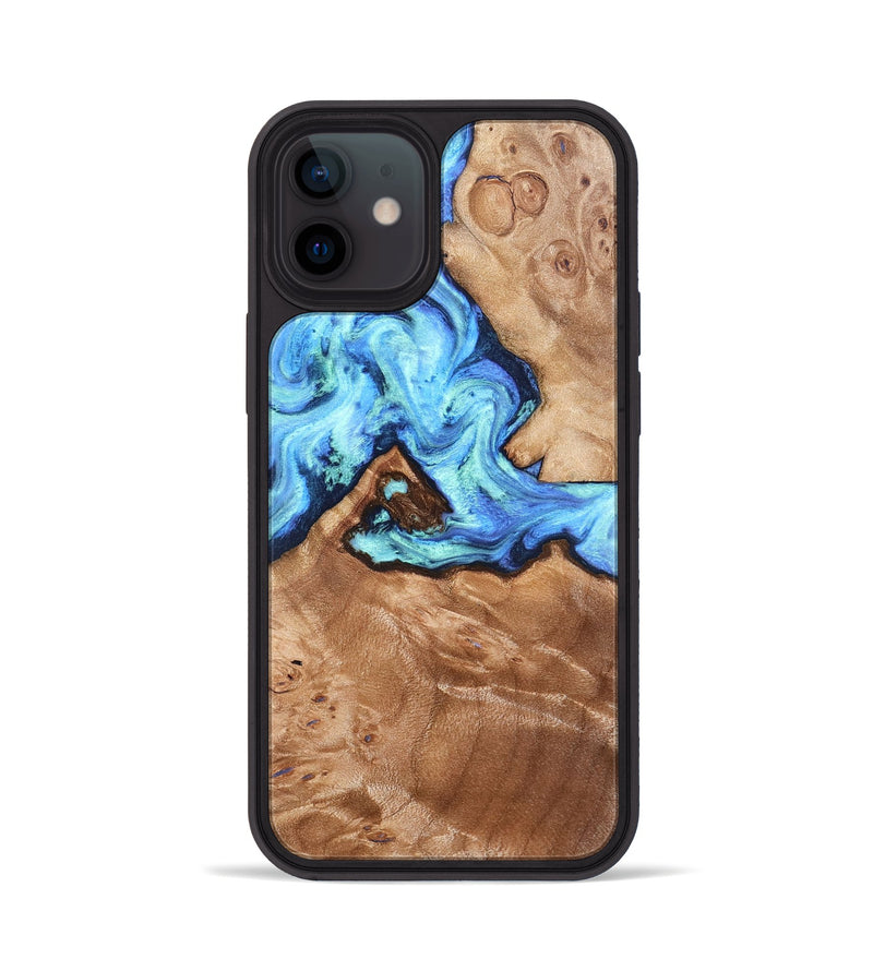iPhone 12 Wood Phone Case - Dino (Blue, 832762)
