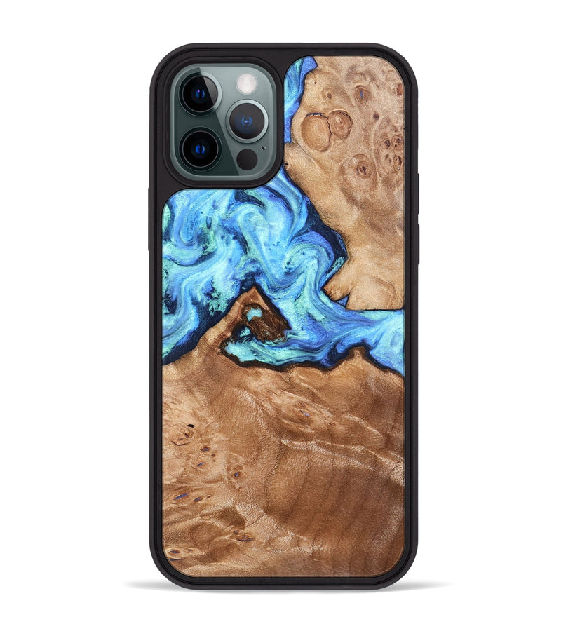 iPhone 12 Pro Max Wood Phone Case - Dino (Blue, 832762)