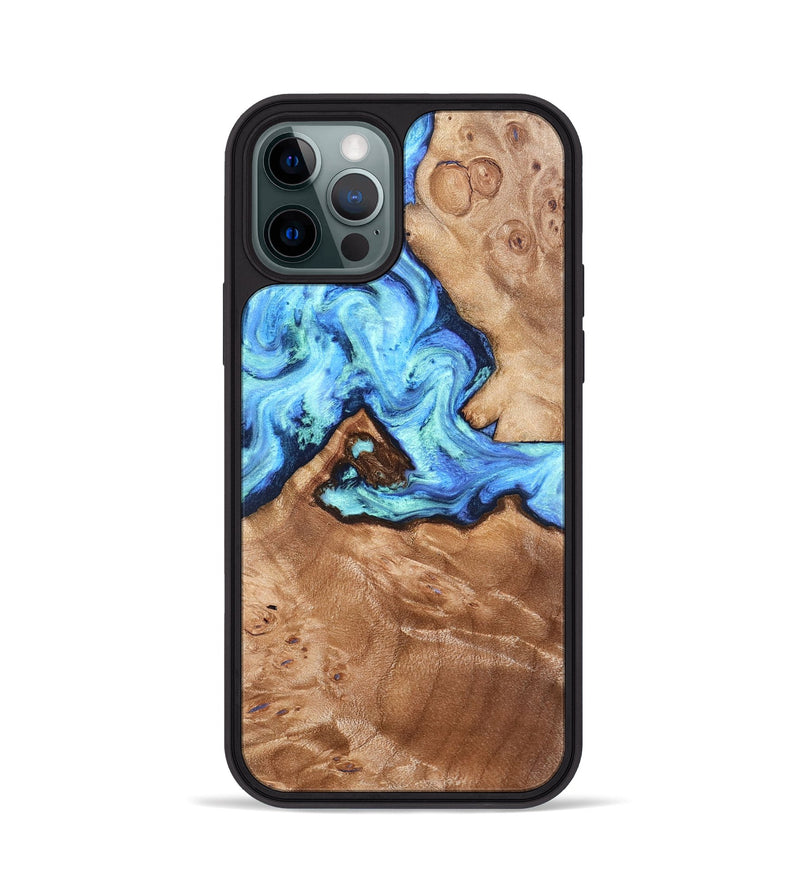 iPhone 12 Pro Wood Phone Case - Dino (Blue, 832762)