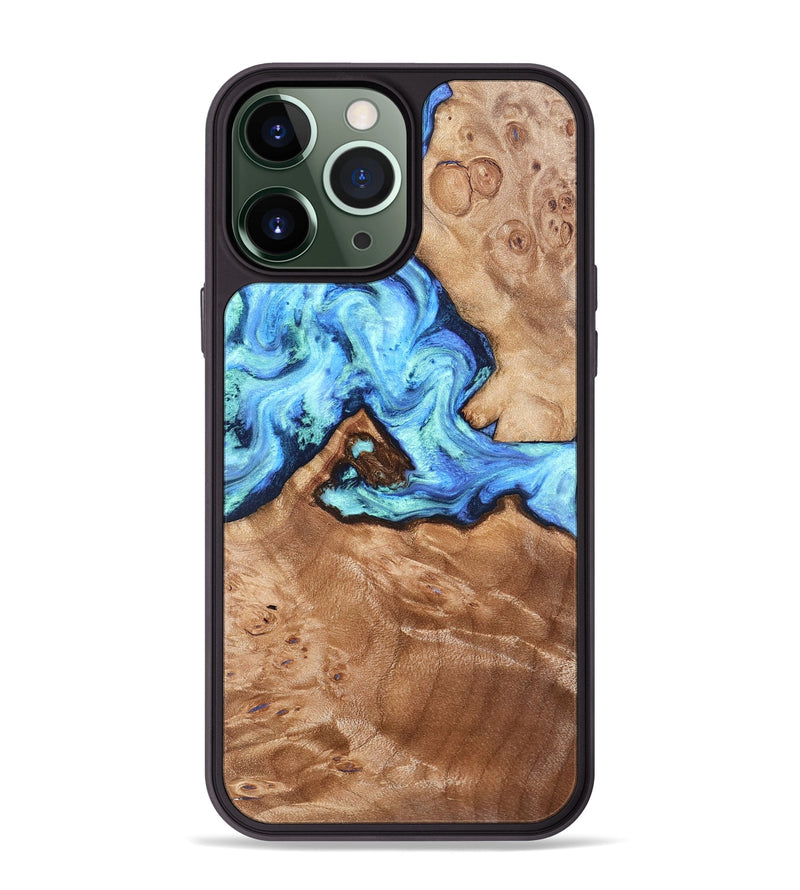 iPhone 13 Pro Max Wood Phone Case - Dino (Blue, 832762)