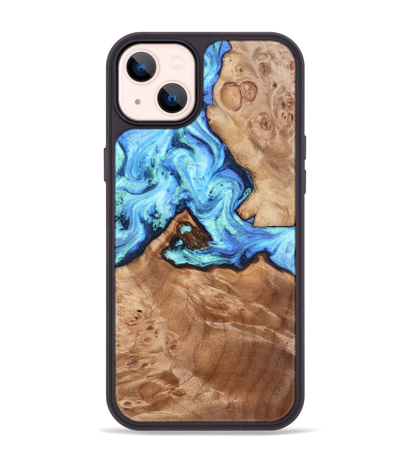 iPhone 14 Plus Wood Phone Case - Dino (Blue, 832762)