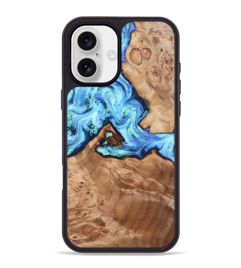 iPhone 16 Plus Wood Phone Case - Dino (Blue, 832762)
