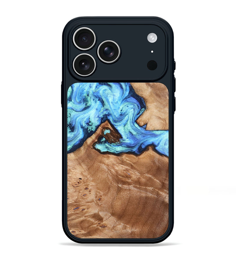 iPhone 17 Pro Max Wood Phone Case - Dino (Blue, 832762)