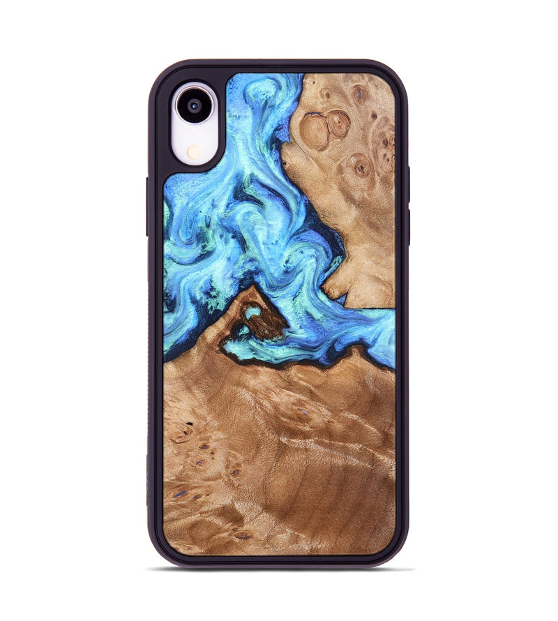 iPhone Xr Wood Phone Case - Dino (Blue, 832762)