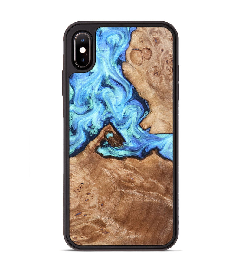 iPhone Xs Max Wood Phone Case - Dino (Blue, 832762)