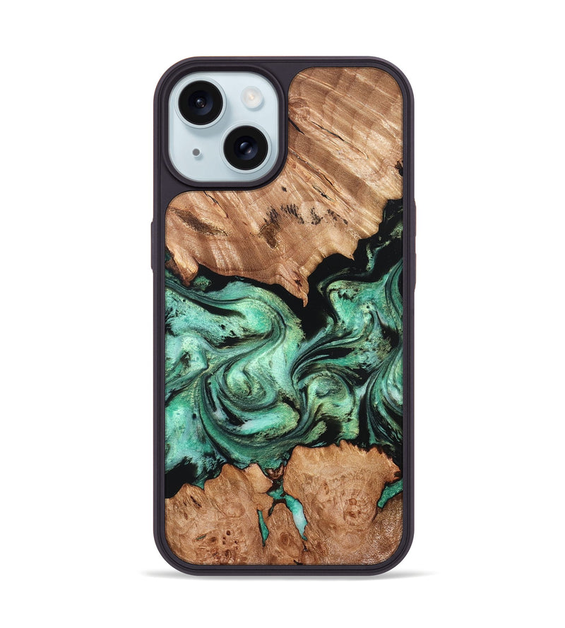 iPhone 15 Wood Phone Case - Diego (Green, 832779)