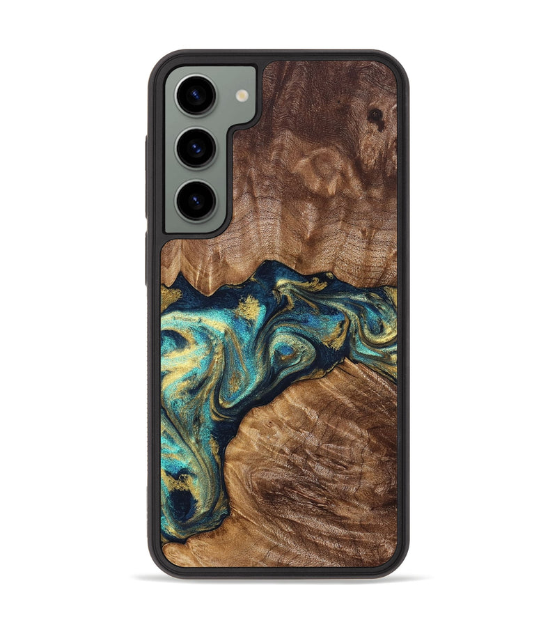 Galaxy S23 Plus Wood Phone Case - Huxley (Teal & Gold, 832781)