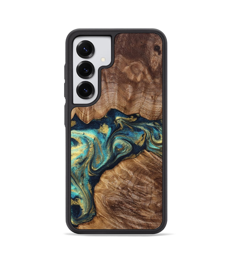 Galaxy S25 Wood Phone Case - Huxley (Teal & Gold, 832781)