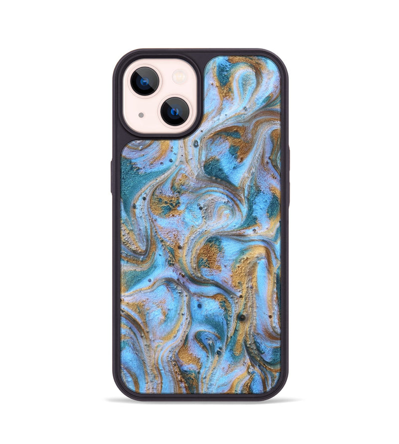 iPhone 14 ResinArt Phone Case - Ward (Teal & Gold, 832783)