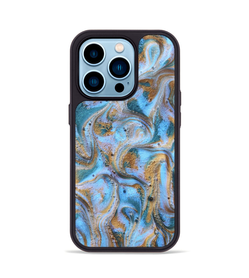 iPhone 14 Pro ResinArt Phone Case - Ward (Teal & Gold, 832783)
