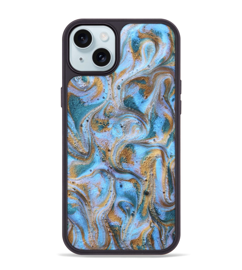 iPhone 15 Plus ResinArt Phone Case - Ward (Teal & Gold, 832783)