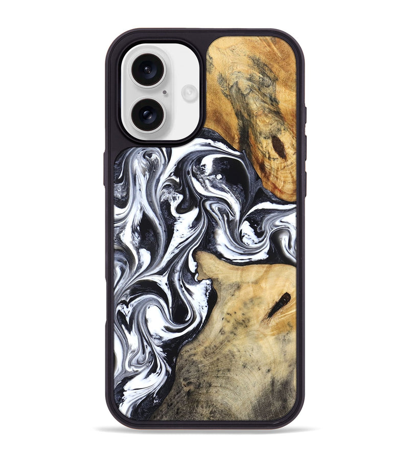 iPhone 16 Plus Wood Phone Case - Jaelynn (Black & White, 832796)