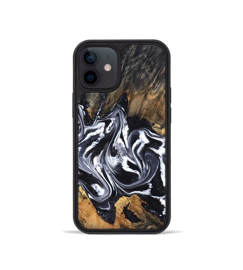 iPhone 12 mini Wood Phone Case - Steven (Black & White, 832797)
