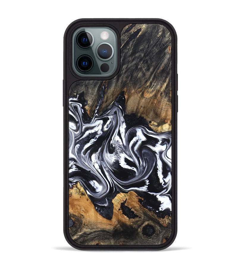 iPhone 12 Pro Max Wood Phone Case - Steven (Black & White, 832797)