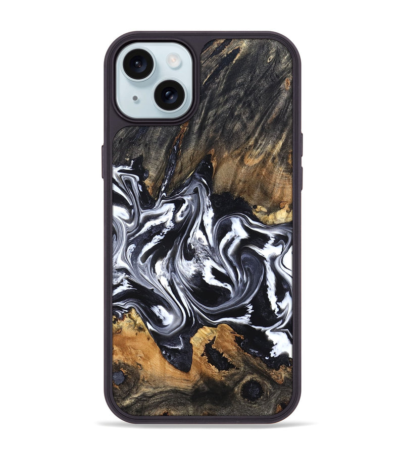 iPhone 15 Plus Wood Phone Case - Steven (Black & White, 832797)