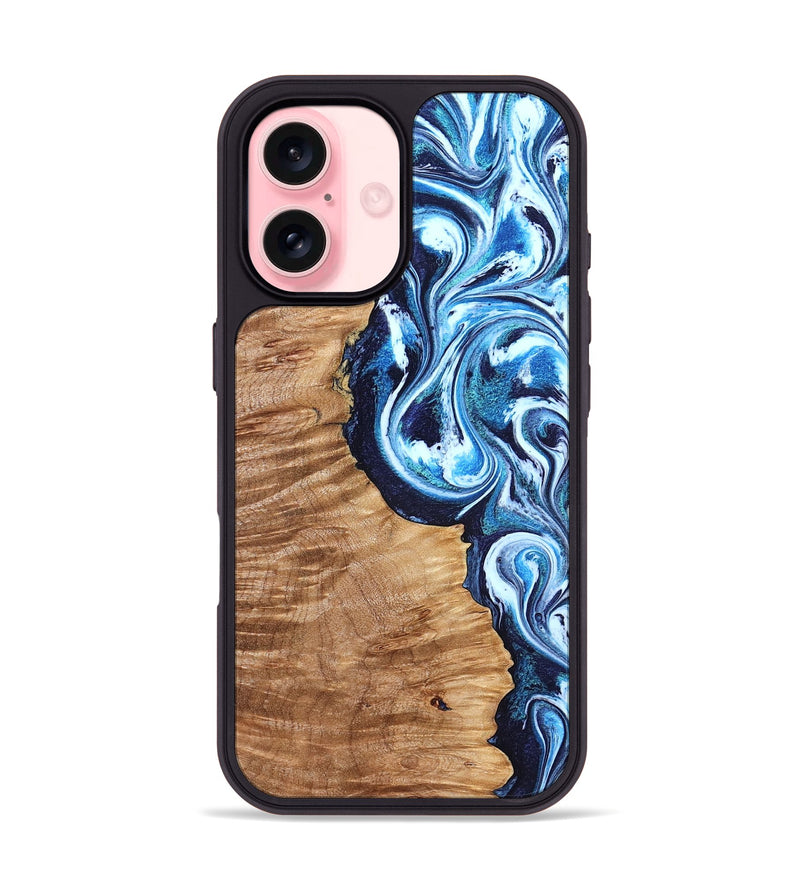 iPhone 16 Wood Phone Case - Gertie (Blue, 832807)