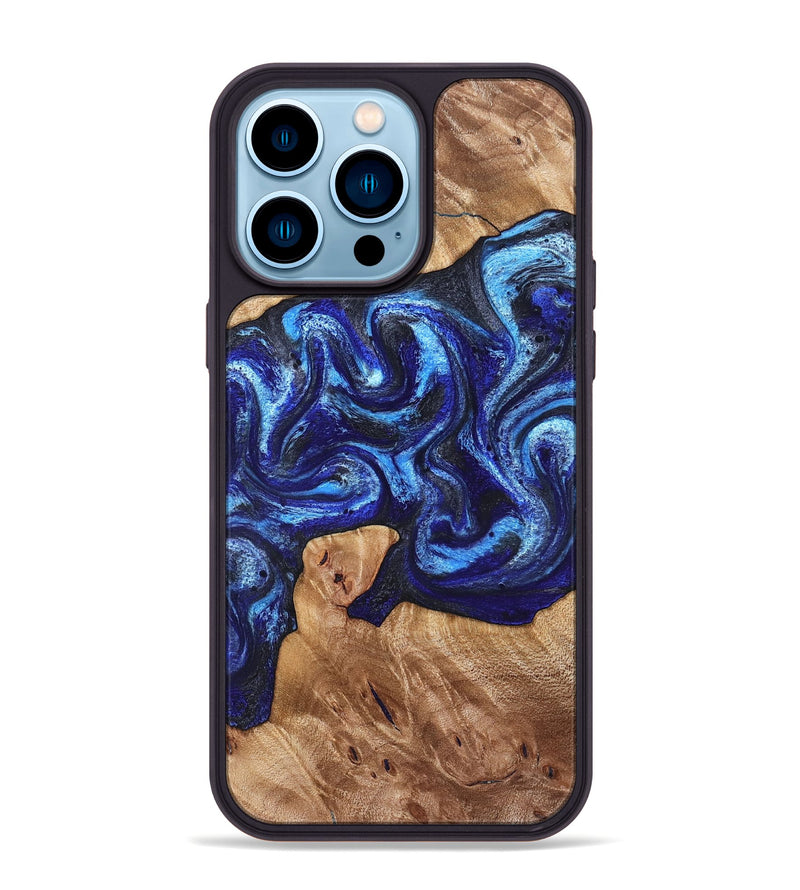 iPhone 14 Pro Max Wood Phone Case - Birdie (Blue, 832808)