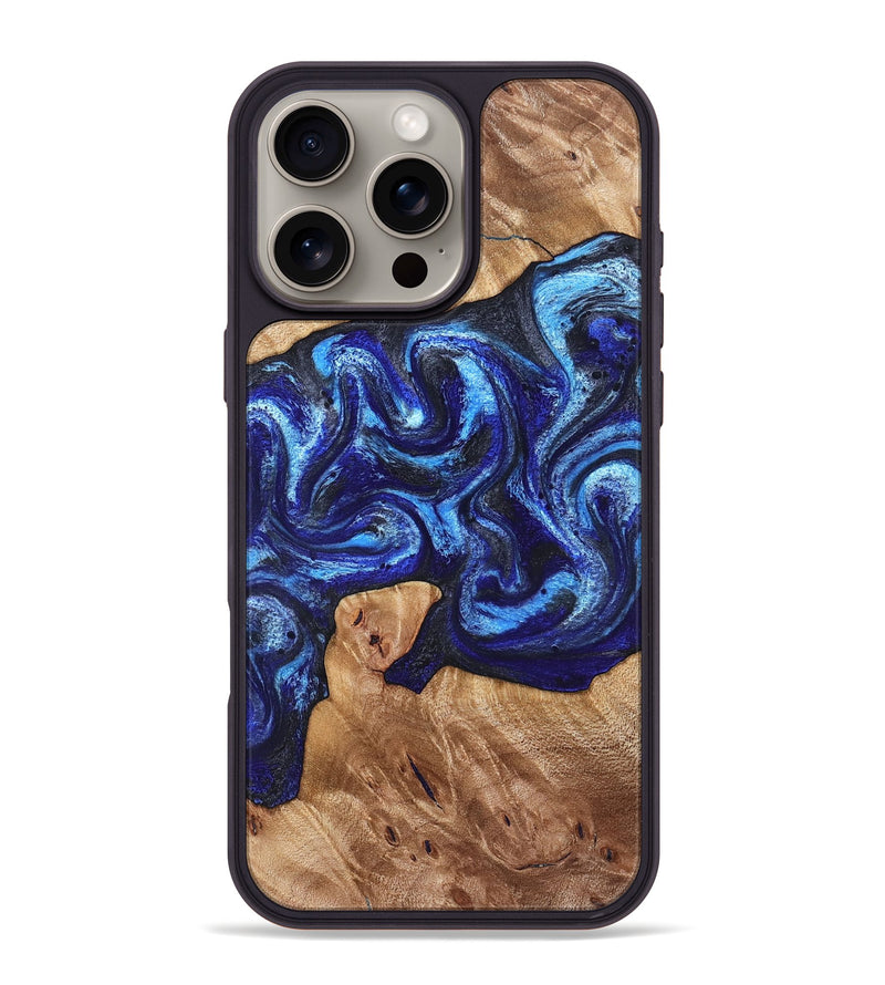 iPhone 16 Pro Max Wood Phone Case - Birdie (Blue, 832808)