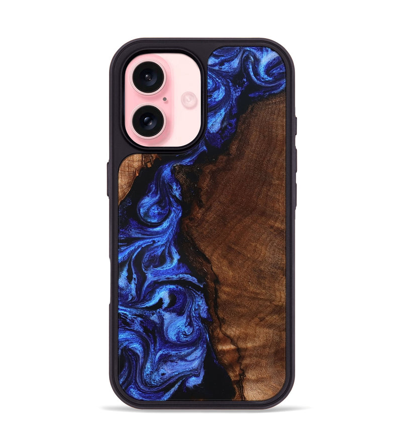 iPhone 16 Wood Phone Case - Justin (Blue, 832809)
