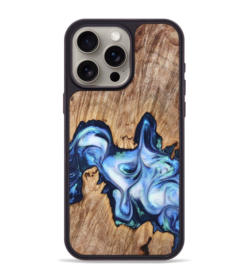 iPhone 15 Pro Max Wood Phone Case - Nash (Blue, 832811)