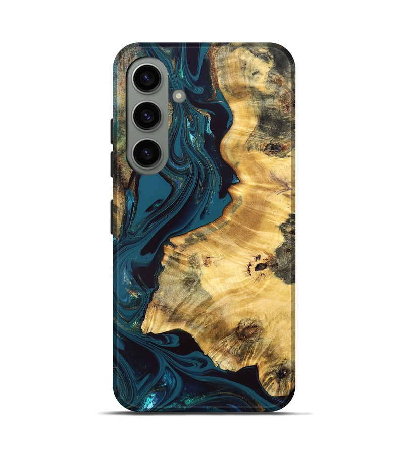 Galaxy S24 Wood Live Edge Phone Case - Racheal (Teal & Gold, 832834)
