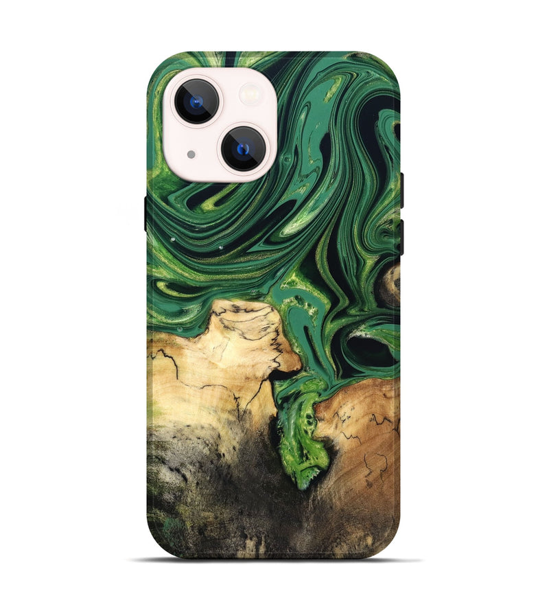 iPhone 14 Wood Live Edge Phone Case - Rhianna (Green, 832835)