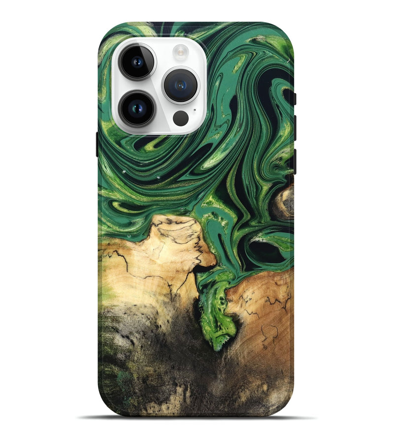 iPhone 15 Pro Max Wood Live Edge Phone Case - Rhianna (Green, 832835)