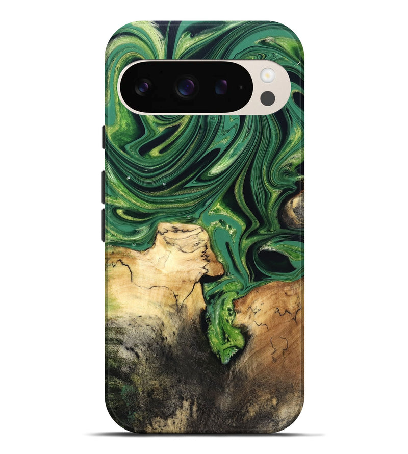 Pixel 9 Pro XL Wood Live Edge Phone Case - Rhianna (Green, 832835)